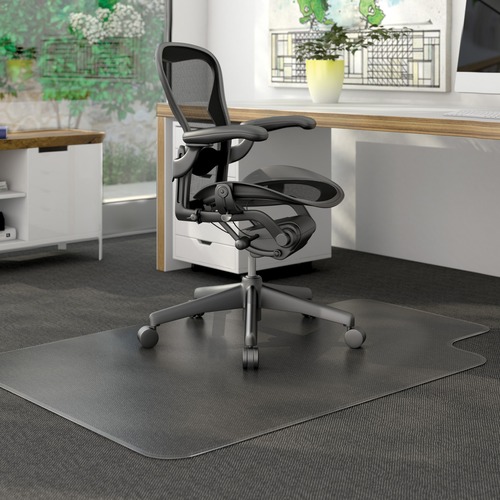 DURAMAT MODERATE USE CHAIR MAT FOR LOW PILE CARPET, 46 X 60, WIDE LIPPED, CLEAR