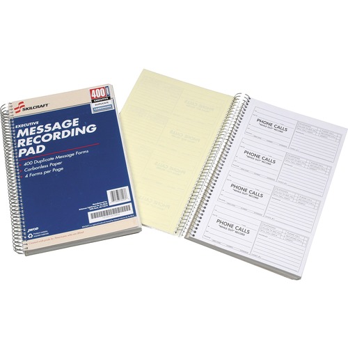 7510013576830 SKILCRAFT EXECUTIVE MESSAGE RECORDING PAD, 2 5/8 X 6 1/4, 400 FORMS