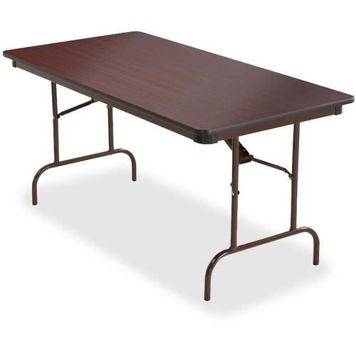 Premium Wood Laminate Folding Table, Rectangular, 60w X 30d X 29h, Mahogany