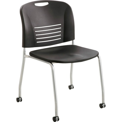 Safco  Stack Chairs, w/Casters, 22-1/2"x19-1/2"x32-1/2", 2/CT, BK