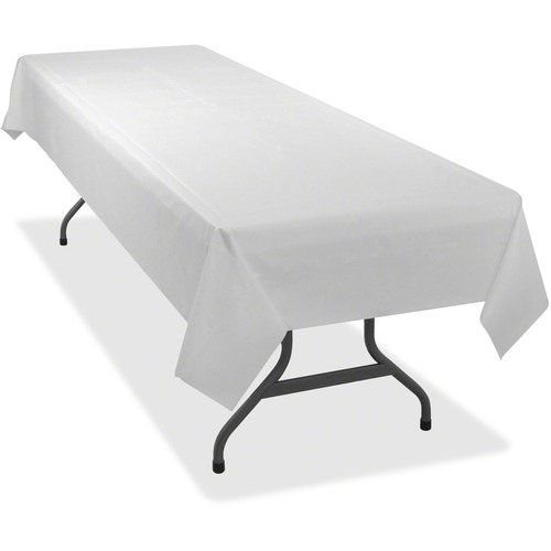 Table Set Rectangular Table Cover, Heavyweight Plastic, 54 X 108, White, 6/pack