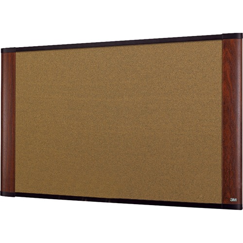 Cork Bulletin Board, 36 X 24, Aluminum Frame W/mahogany Wood Grained Finish