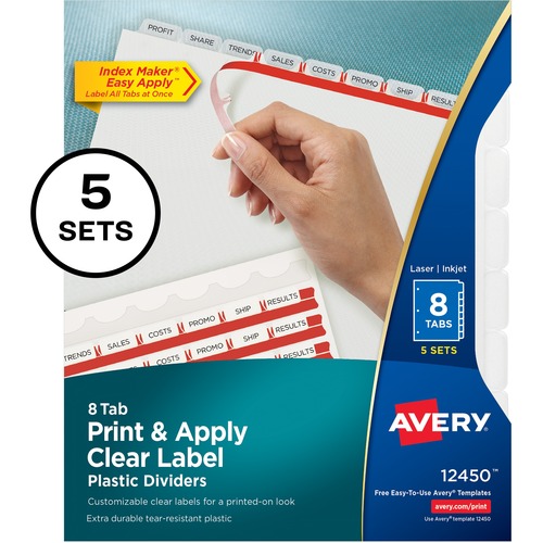 DIVIDERS,INDX,PLSTC,8TAB,CL