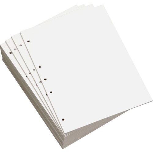 CUSTOM CUT-SHEET COPY PAPER, 92 BRIGHT, 5-HOLE, 20LB, 8.5 X 11, WHITE, 500/REAM