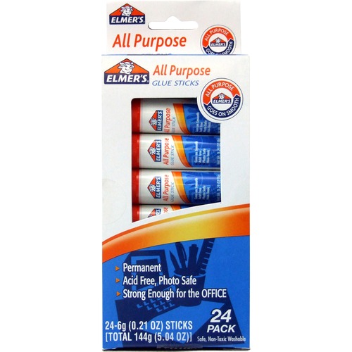 DISAPPEARING GLUE STICK, 0.21 OZ, APPLIES WHITE, DRIES CLEAR, 24/PACK
