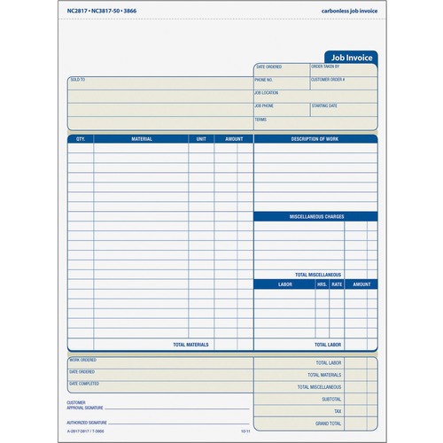 FORM,JOB INVOICE,3-PART