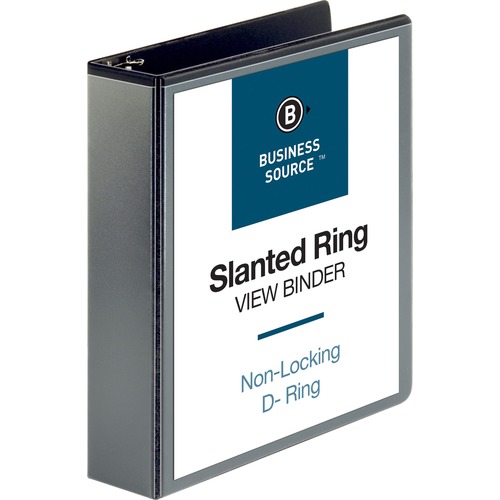 Business Source  D-Ring View Binder, 2" Capacity, 11x8-1/2", Black