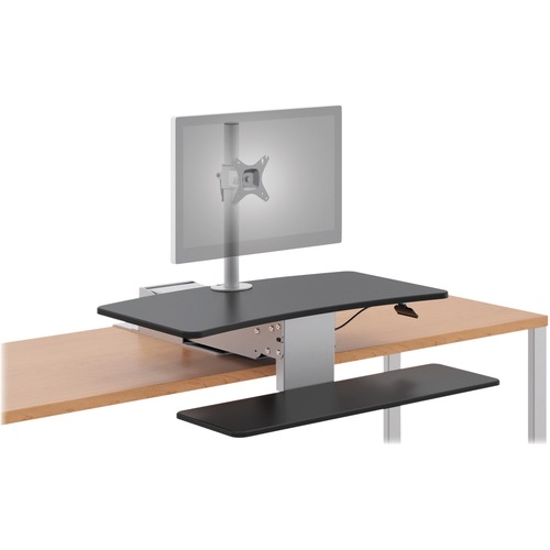 Directional Desktop Sit-To-Stand Riser With Single Monitor Arm, Silver/black