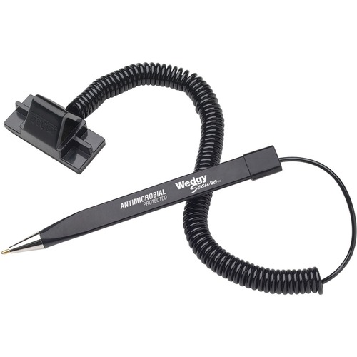 WEDGY SECURE ANTIMICROBIAL BALLPOINT COUNTER PEN W/SCABBARD, 0.5MM, BLACK INK/BARREL