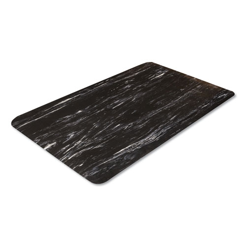 Cushion-Step Surface Mat, 36 X 60, Marbleized Rubber, Black