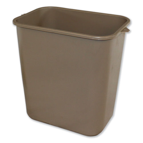 SOFT-SIDED WASTEBASKET, RECTANGULAR, POLYETHYLENE, 28 QT, BEIGE