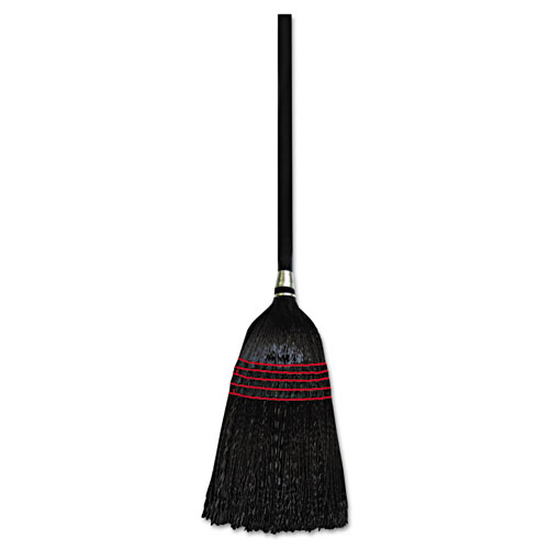 Flagged Tip Poly Bristle Janitor Brooms, 57-58-1/2", Natural/black, 12/carton