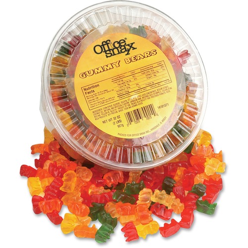 Office Snax  Tub of Candy, Gummy Bear, 32 oz.
