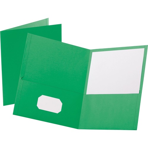 Twin-Pocket Folder, Embossed Leather Grain Paper, Light Green, 25/box