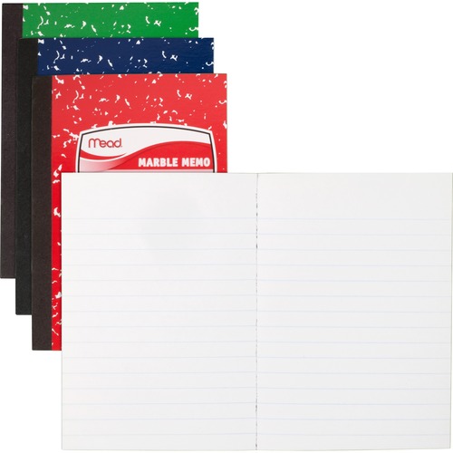 Mead  Memo Book, Narrow Ruled, 80 Sheets, 5-1/2"x4", Assorted