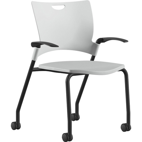 9to5 Seating  Stack Chair,w/Arms&Casters,25"x26"x33",WE Plastic/BK Frame