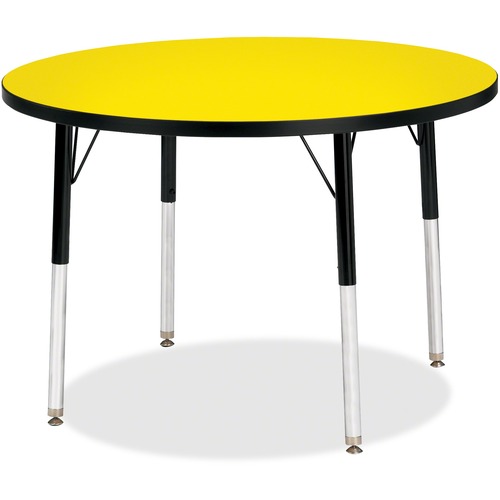Jonti-Craft, Inc.  Activity Table, Round, 24"-31"x36", Yellow/Black