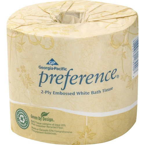 EMBOSSED 2-PLY BATHROOM TISSUE, SEPTIC SAFE, WHITE, 550 SHEET/ROLL, 80 ROLLS/CARTON