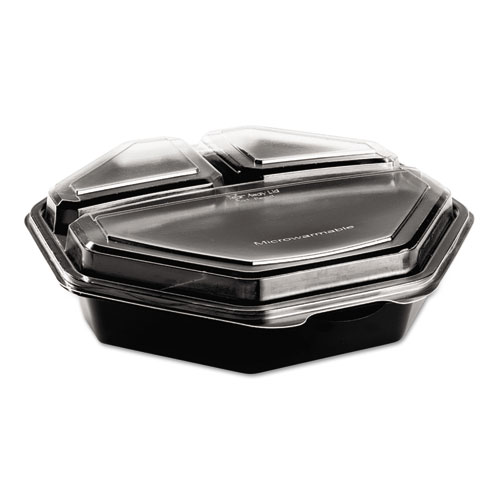 Octaview Cf Container, 3-C, Black/clear, 36oz, 9.57w X 9.18d X 2.36h, 100/carton