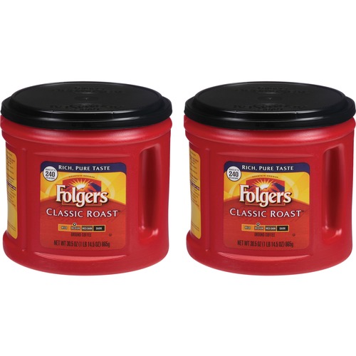 Folgers  Coffee, Classic Roast, 30.5 oz, 2/Bundle, Red
