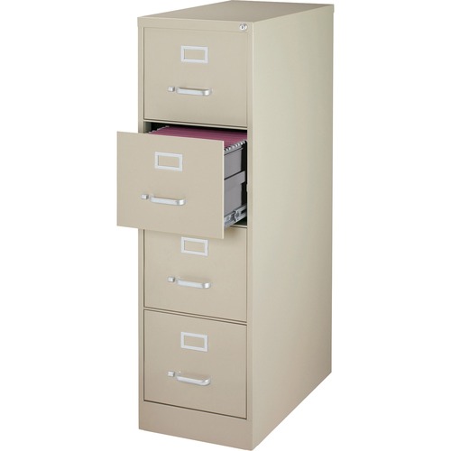 Lorell  Vertical File Cabinet, 4DR, LTR, 15"x28-1/2"x52", Putty
