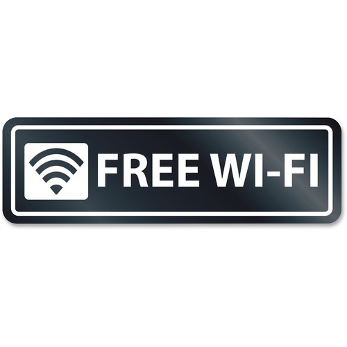 U.S. Stamp & Sign  Sign, Free Wi-Fi, 2-1/2"Wx8-1/2"Lx1"H, Black/White