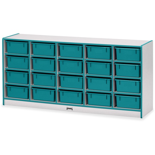 Jonti-Craft, Inc.  Mobile 20 Tub Storage,w/o Bins,29.5"x24.5"x15",Teal