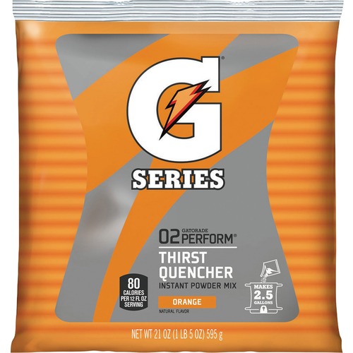 Quaker Foods  Gatorade Mix Pouches,Makes 2-1/2 Gal, 21 oz., Orange
