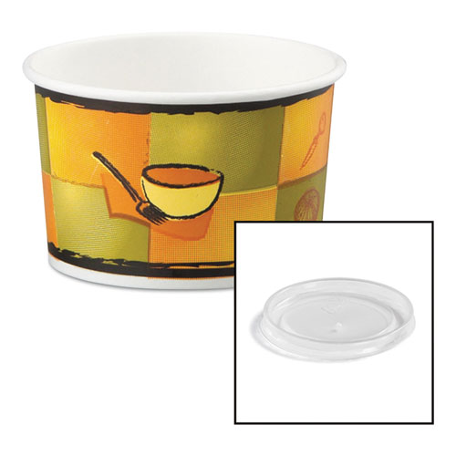 Streetside Paper Food Container W/plastic Lid, Streetside Design, 8-10oz, 250/ct