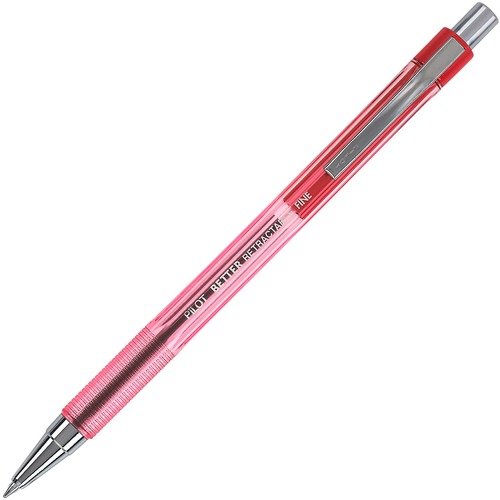 BETTER RETRACTABLE BALLPOINT PEN, FINE 0.7MM, RED INK, TRANSLUCENT RED BARREL, DOZEN