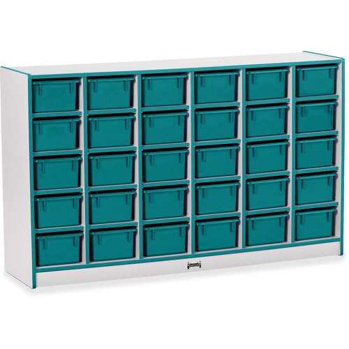 Jonti-Craft, Inc.  Mobile 30 Cubbie-Tray Unit,w/Bins,35.5"x57.5"x15",Teal