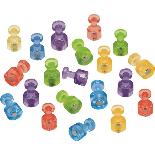Magnetic "push Pins", 3/4" Dia, Assorted Colors, 20/pack