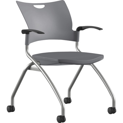 9to5 Seating  Nesting Chair,w/Arms&Casters,25"x26"x33",GY Plastic/SR Frame