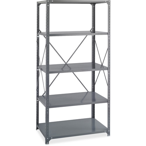 Commercial Steel Shelving Unit, Five-Shelf, 36w X 24d X 75h, Dark Gray