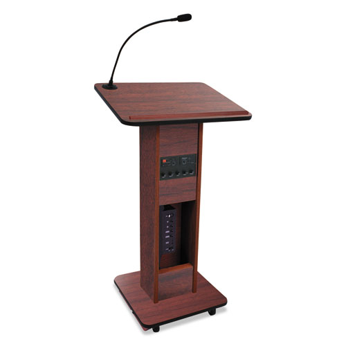 Elite Lecterns With Wireless Sound System, 24w X 18d X 44h, Mahogany