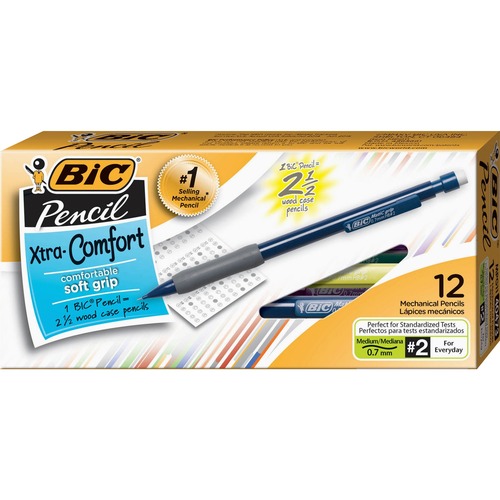 XTRA-COMFORT MECHANICAL PENCIL, 0.7 MM, HB (#2.5), BLACK LEAD, ASSORTED BARREL COLORS, DOZEN