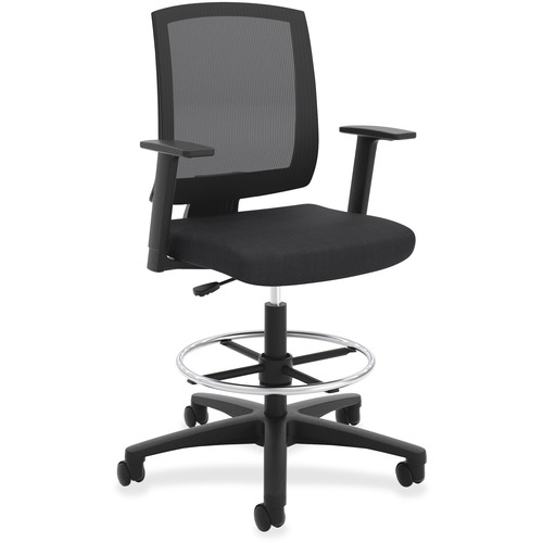 VL515 MID-BACK MESH TASK STOOL WITH FIXED ARMS, SUPPORTS UP TO 250 LBS., BLACK SEAT/BLACK BACK, BLACK BASE