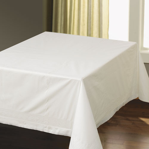 TISSUE/POLY TABLECOVERS, SQUARE, 82" X 82", WHITE, 25/CARTON