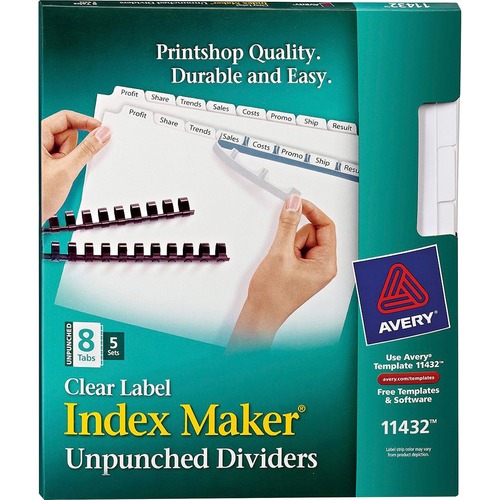 DIVIDERS,UNPNCHD,8TAB,WHITE