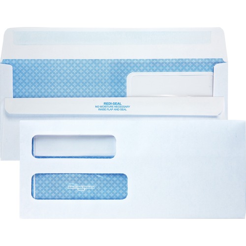 DOUBLE WINDOW REDI-SEAL SECURITY-TINTED ENVELOPE, #10, COMMERCIAL FLAP, REDI-SEAL CLOSURE, 4.13 X 9.5, WHITE, 500/BOX