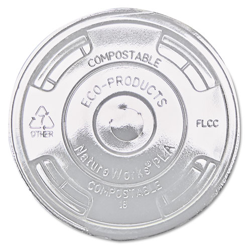 GREENSTRIPE RENEWABLE AND COMPOST COLD CUP FLAT LIDS, FOR 9-24 OZ, 100/PACK, 10 PACKS/CARTON