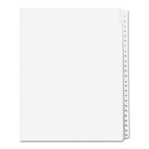 PREPRINTED LEGAL EXHIBIT SIDE TAB INDEX DIVIDERS, ALLSTATE STYLE, 25-TAB, 1 TO 25, 11 X 8.5, WHITE, 1 SET, (1701)