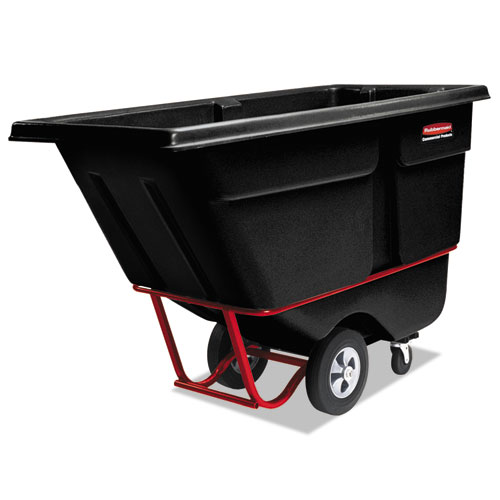 ROTOMOLDED TILT TRUCK, RECTANGULAR, PLASTIC, 0.5 CU YD, 850 LB CAPACITY, BLACK