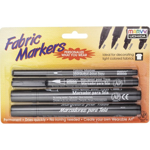 Uchida Of America Corp  Fabric Marker, Assorted Points, 4/PK, Black