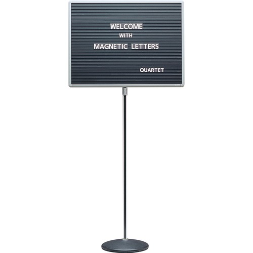 Adjustable Single-Pedestal Magnetic Letter Board, 24 X 18, Black, Gray Frame