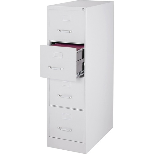 Lorell  Vertical File Cabinet, 4DR, LTR, 15"x28-1/2"x52", LGY