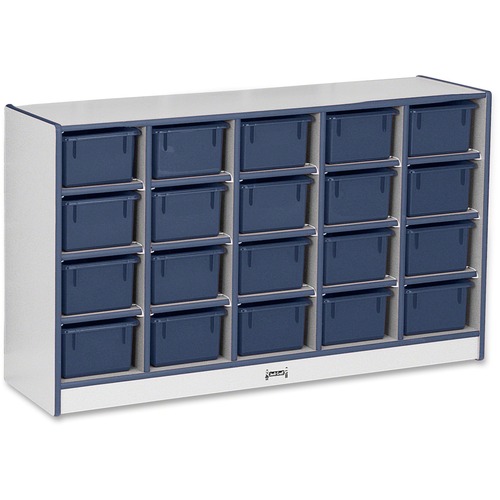 Jonti-Craft, Inc.  Mobile 20 Cubbie-Tray Unit,w/Color Bins,29.5"x48"x15",Navy