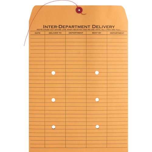 Business Source  Inter-Dept.Envelopes, Str/Button Close,10"x13",100/BX,Kraft