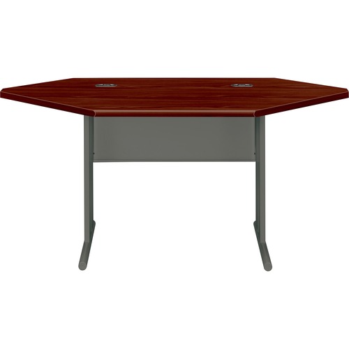 The HON Company  Corner Desk, 66"x36"x29-1/2", Mahogany/Charcoal