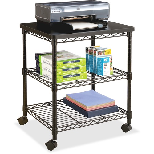Desk Side Wire Machine Stand, Three-Shelf, 24w X 20d X 27h, Black